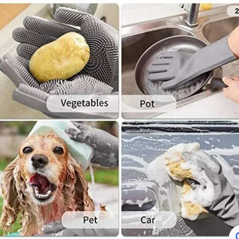 Pet Grooming Gloves  Multipurpose Silicone Heat Resistant Soft Brush Massage